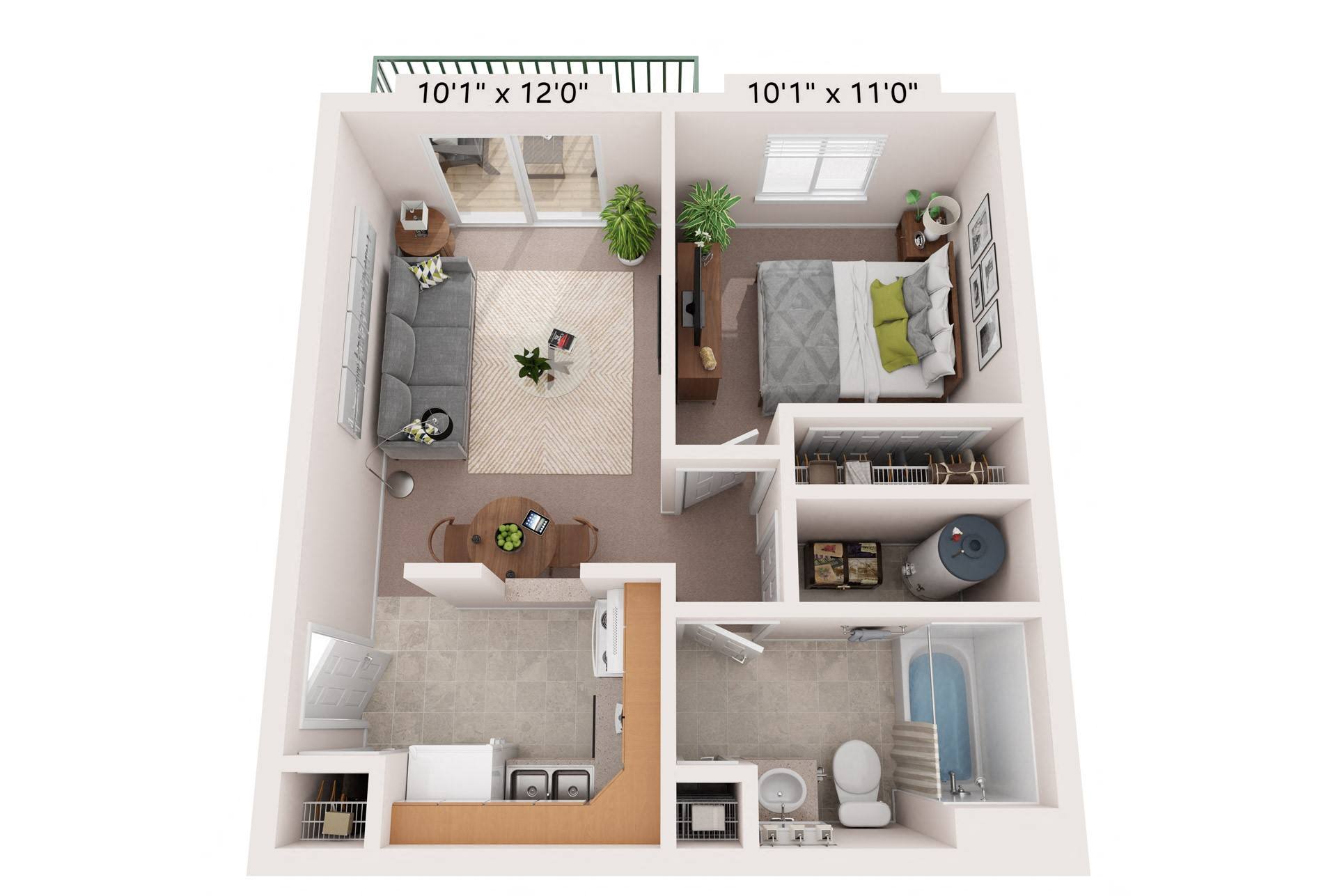 1 Bed 1 Bath (1.10 A) floor plan